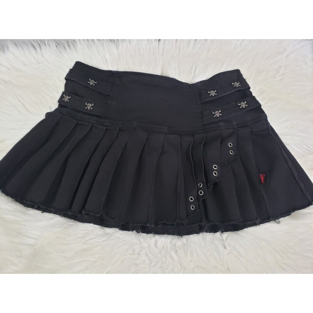Vintage 90s Tripp NYC Black‎ Skull Goth Skirt Rare Find | Large Grunge y2k